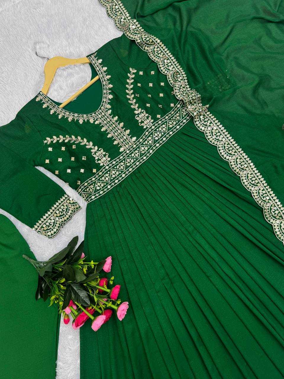 YNF VICHITRA SILK KESH157 1646 GOWNS WHOLESALE EMBROIDERY WEDDING LONG GEORGETTE DIWALI COLLECTIONS GOWNS MANUFACTURER