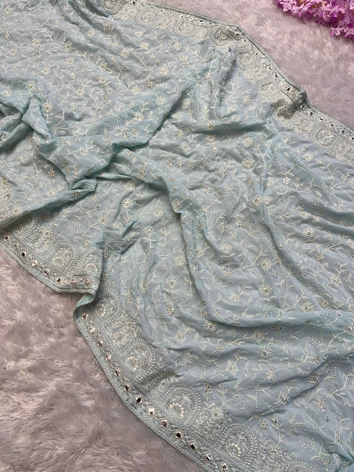 YNFGEORGETTE RIN164 RRS86 SAREES WHOLESALE PARTY WEAR GEORGETTE SEQUENCE GOTA PAATI WORK SAREES MANUFACTURER