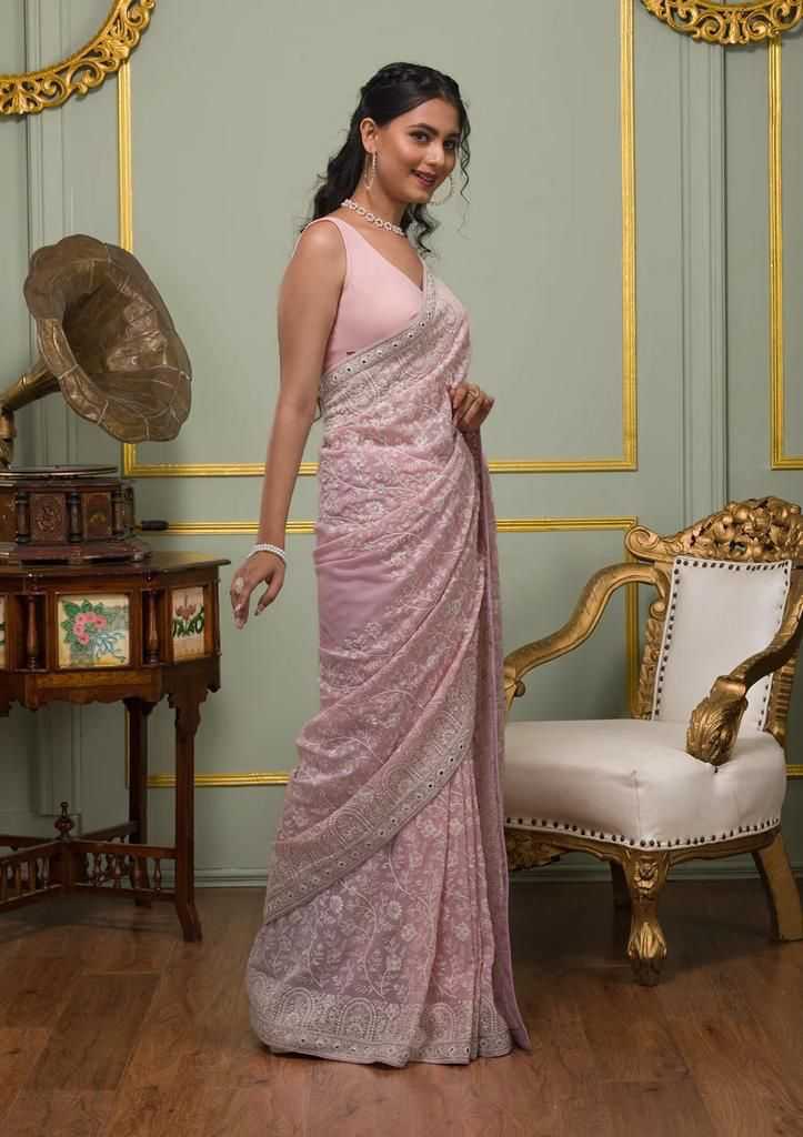 YNFGEORGETTE RIN164 RRS86 SAREES WHOLESALE PARTY WEAR GEORGETTE SEQUENCE GOTA PAATI WORK SAREES MANUFACTURER