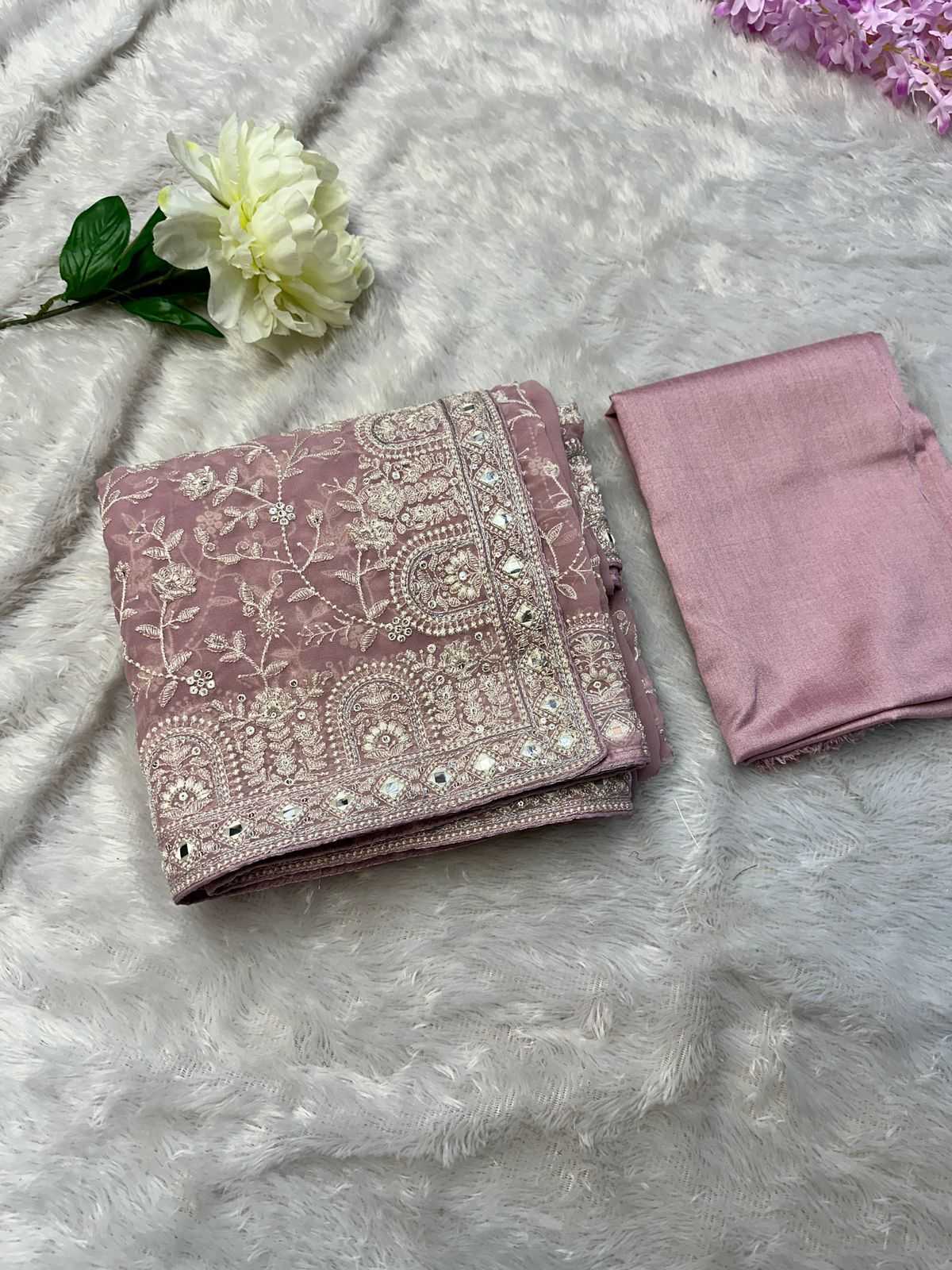 YNFGEORGETTE RIN164 RRS86 SAREES WHOLESALE PARTY WEAR GEORGETTE SEQUENCE GOTA PAATI WORK SAREES MANUFACTURER