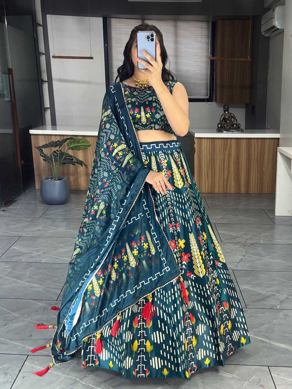 YNF ART SILK RIN119 6134 LEHENGAS WHOLESALE DESIGENR SILK PRINTED GOTA PATTI LEHENGAS MANUFACTURER