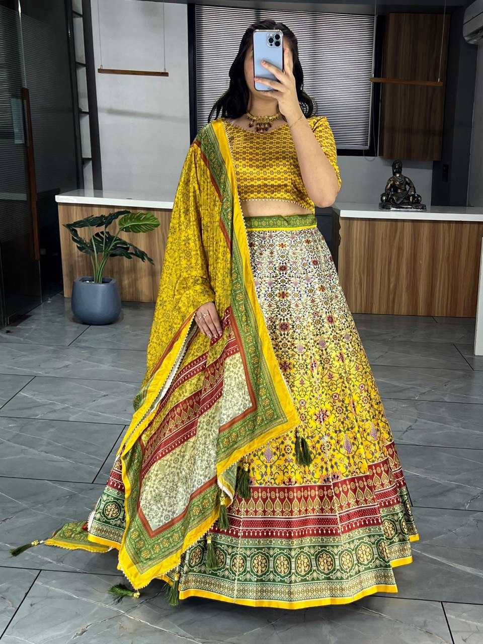 YNF ART SILK RIN119 6134 LEHENGAS WHOLESALE DESIGENR SILK PRINTED GOTA PATTI LEHENGAS MANUFACTURER