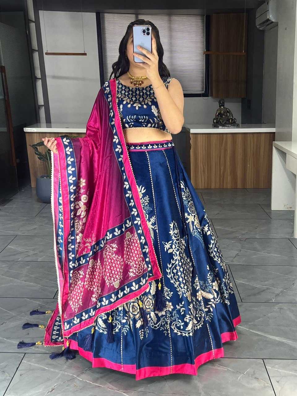 YNF ART SILK RIN119 6134 LEHENGAS WHOLESALE DESIGENR SILK PRINTED GOTA PATTI LEHENGAS MANUFACTURER