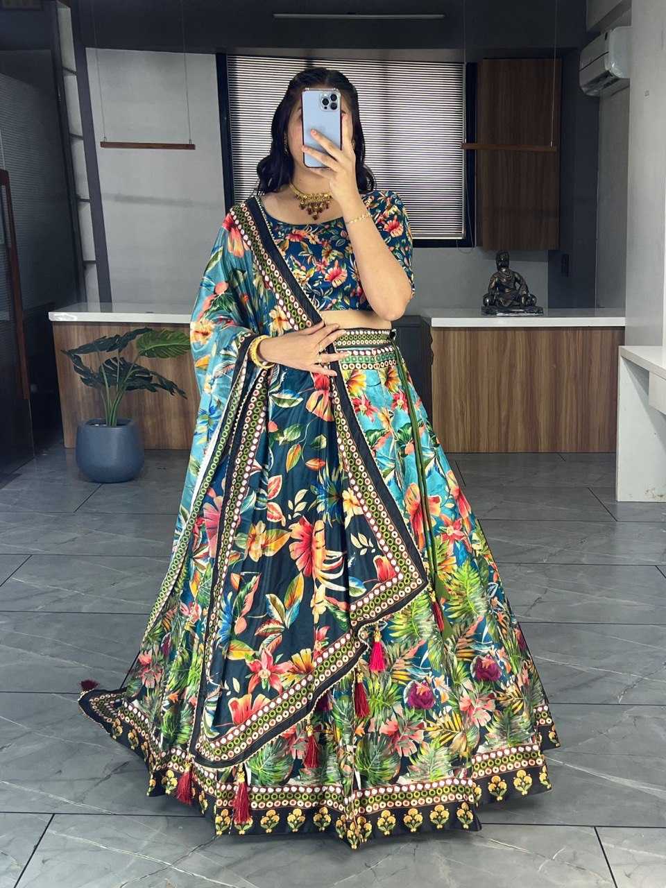 YNF ART SILK RIN119 6134 LEHENGAS WHOLESALE DESIGENR SILK PRINTED GOTA PATTI LEHENGAS MANUFACTURER