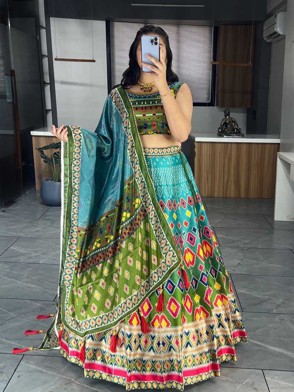 YNF ART SILK RIN119 6134 LEHENGAS WHOLESALE DESIGENR SILK PRINTED GOTA PATTI LEHENGAS MANUFACTURER