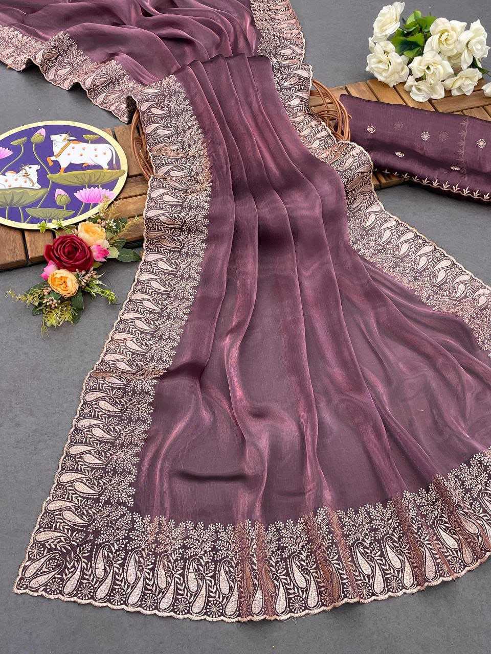 YNF BURBERRY SILK RIN202 558 SAREES WHOLESALE SILK PARTY WEAR ZARI EMBROIDERED SAREES MANUFACTURER