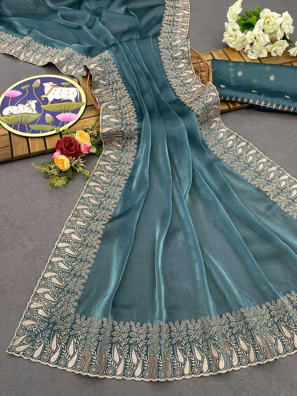 YNF BURBERRY SILK RIN202 558 SAREES WHOLESALE SILK PARTY WEAR ZARI EMBROIDERED SAREES MANUFACTURER