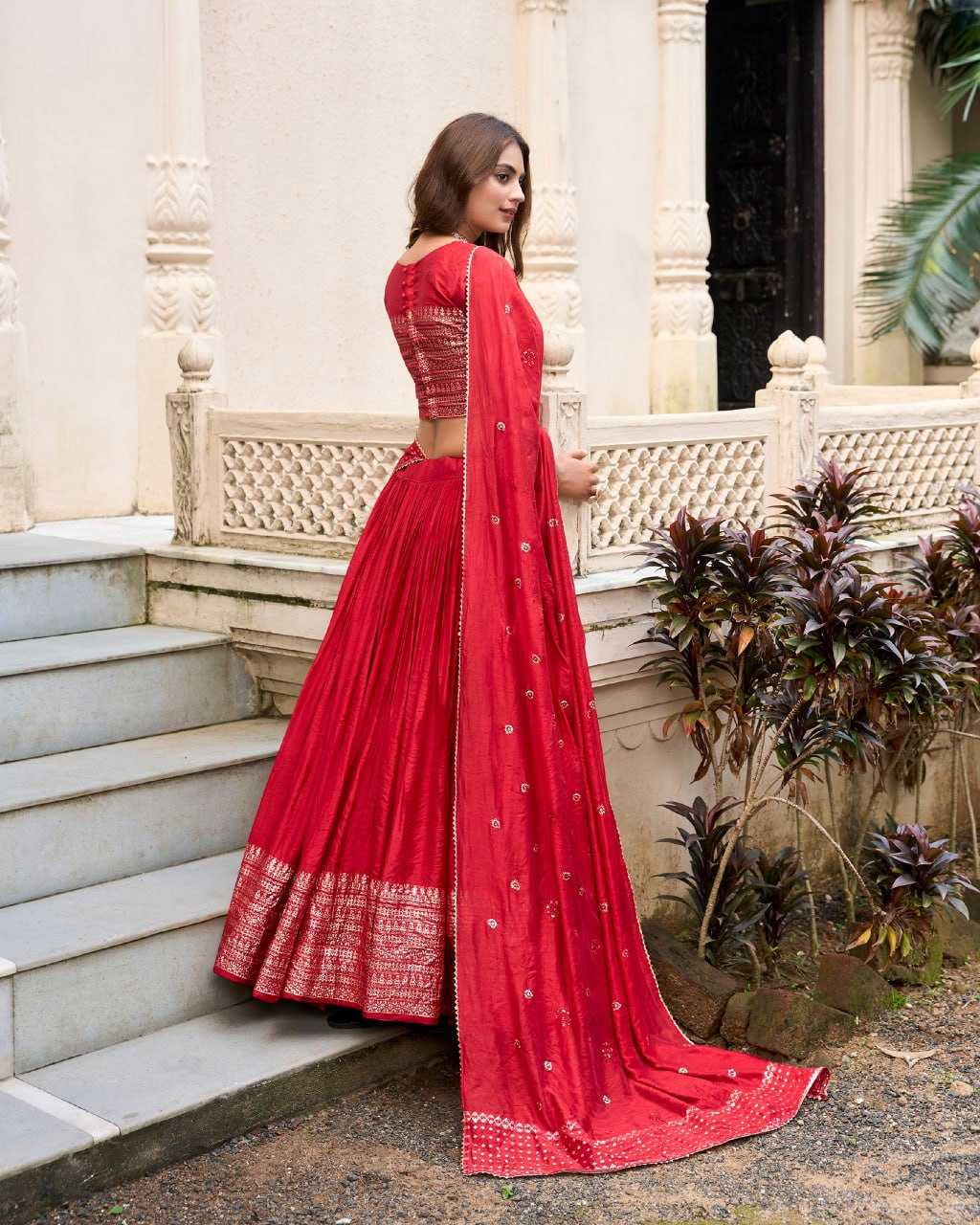 YNF CHANDERI SILK KESH134 PRIYADARSHI LEHENGAS WHOLESALE ZARI WORK WEDDING REDLEHENGAS MANUFACTURER