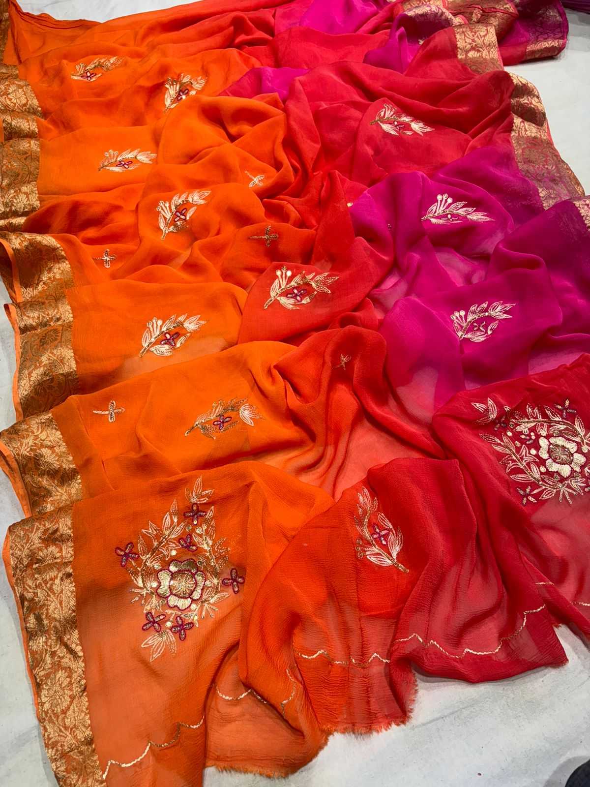 YNF CHIFFON  RIN152 NSD61 SAREES WHOLESALE SEQUENCE CHIFFON HALF AND HALF BUTTA SAREES MANUFACTURER