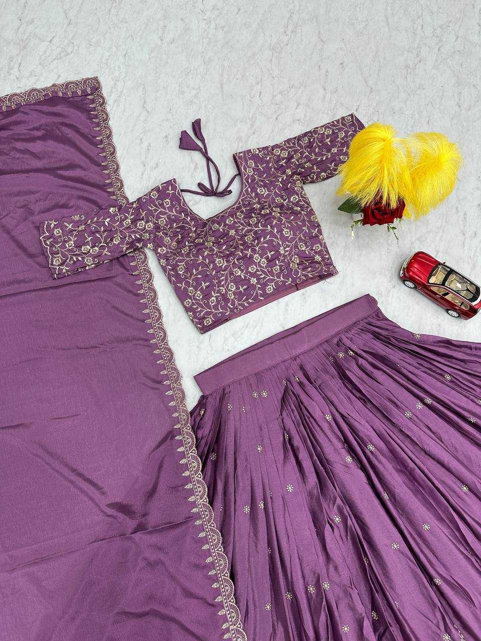 YNF CHINON KESH130 075 LEHENGAS WHOLESALE SILK WEDDING EMBROIDERED PURPLE LEHENGA WITH DUPTTA WEDDING LEHENGAS MANUFACTURER