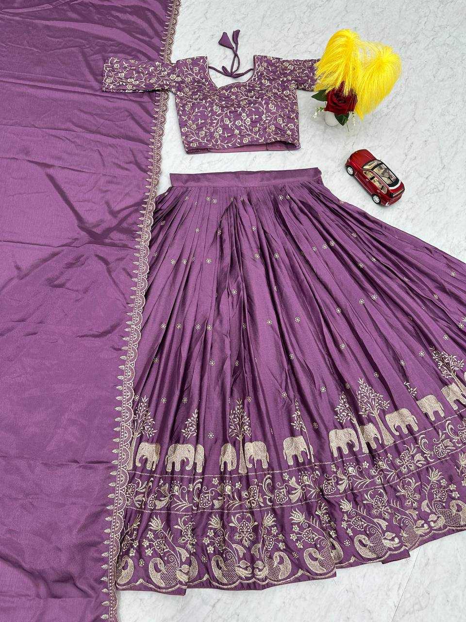 YNF CHINON KESH130 075 LEHENGAS WHOLESALE SILK WEDDING EMBROIDERED PURPLE LEHENGA WITH DUPTTA WEDDING LEHENGAS MANUFACTURER