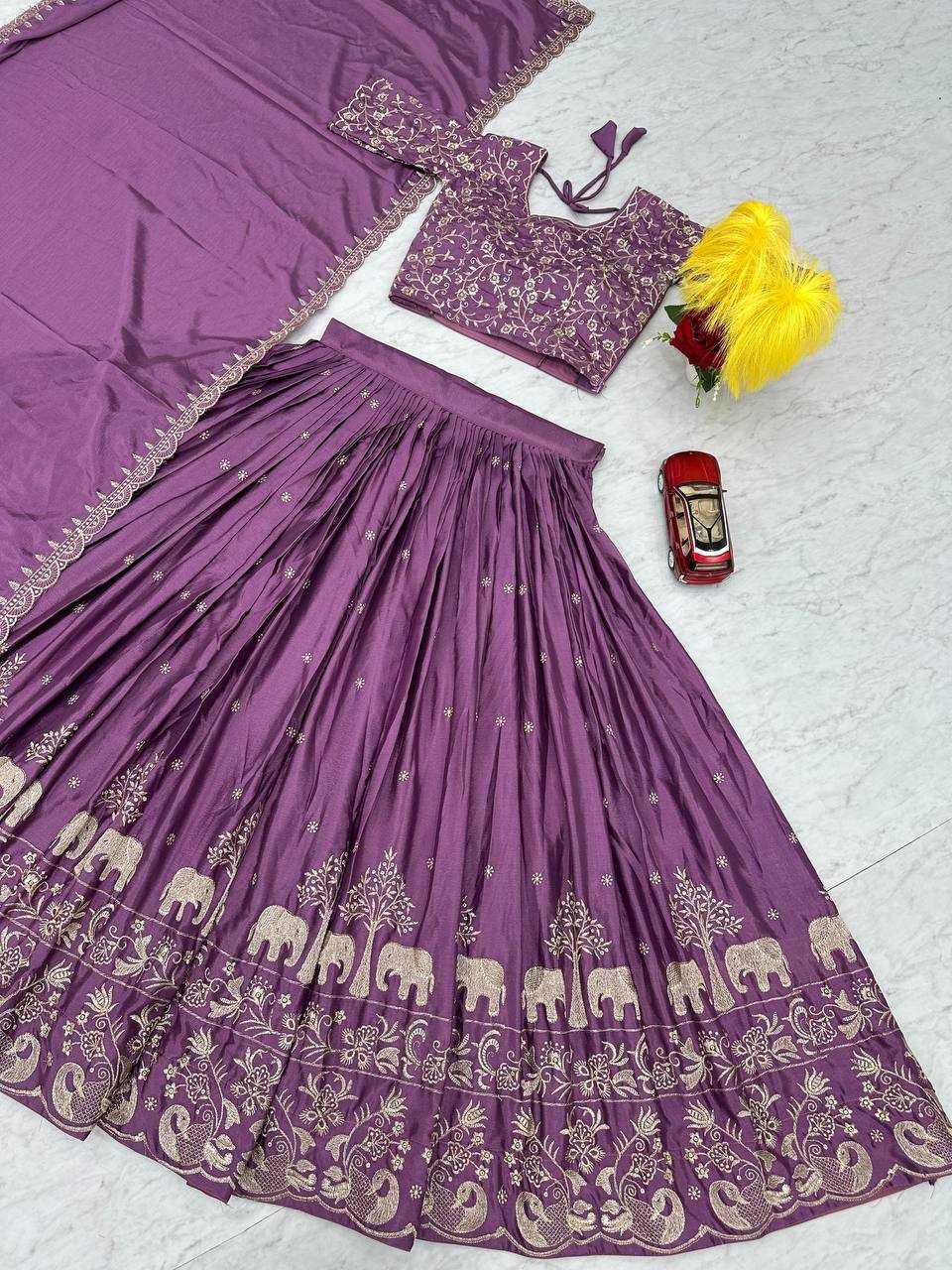 YNF CHINON KESH130 075 LEHENGAS WHOLESALE SILK WEDDING EMBROIDERED PURPLE LEHENGA WITH DUPTTA WEDDING LEHENGAS MANUFACTURER