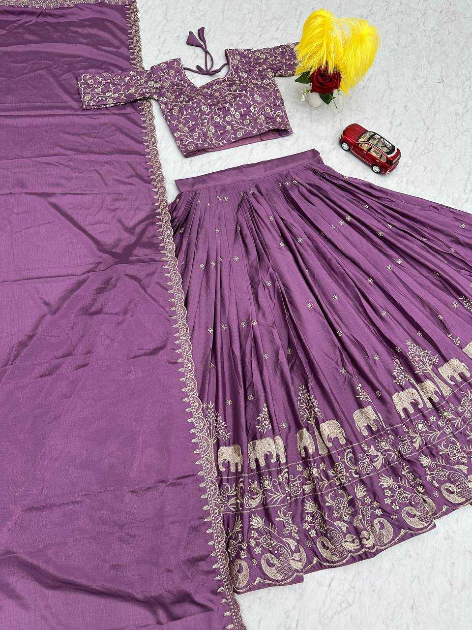 YNF CHINON KESH130 075 LEHENGAS WHOLESALE SILK WEDDING EMBROIDERED PURPLE LEHENGA WITH DUPTTA WEDDING LEHENGAS MANUFACTURER