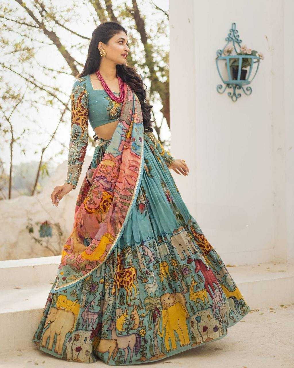 YNF CHINON KESH224 175 LEHENGAS WHOLESALE KALAMKARI PRINTED LEHENGA WITH BLOUSE LEHENGA WITH DUPATTA MANUFACTURER