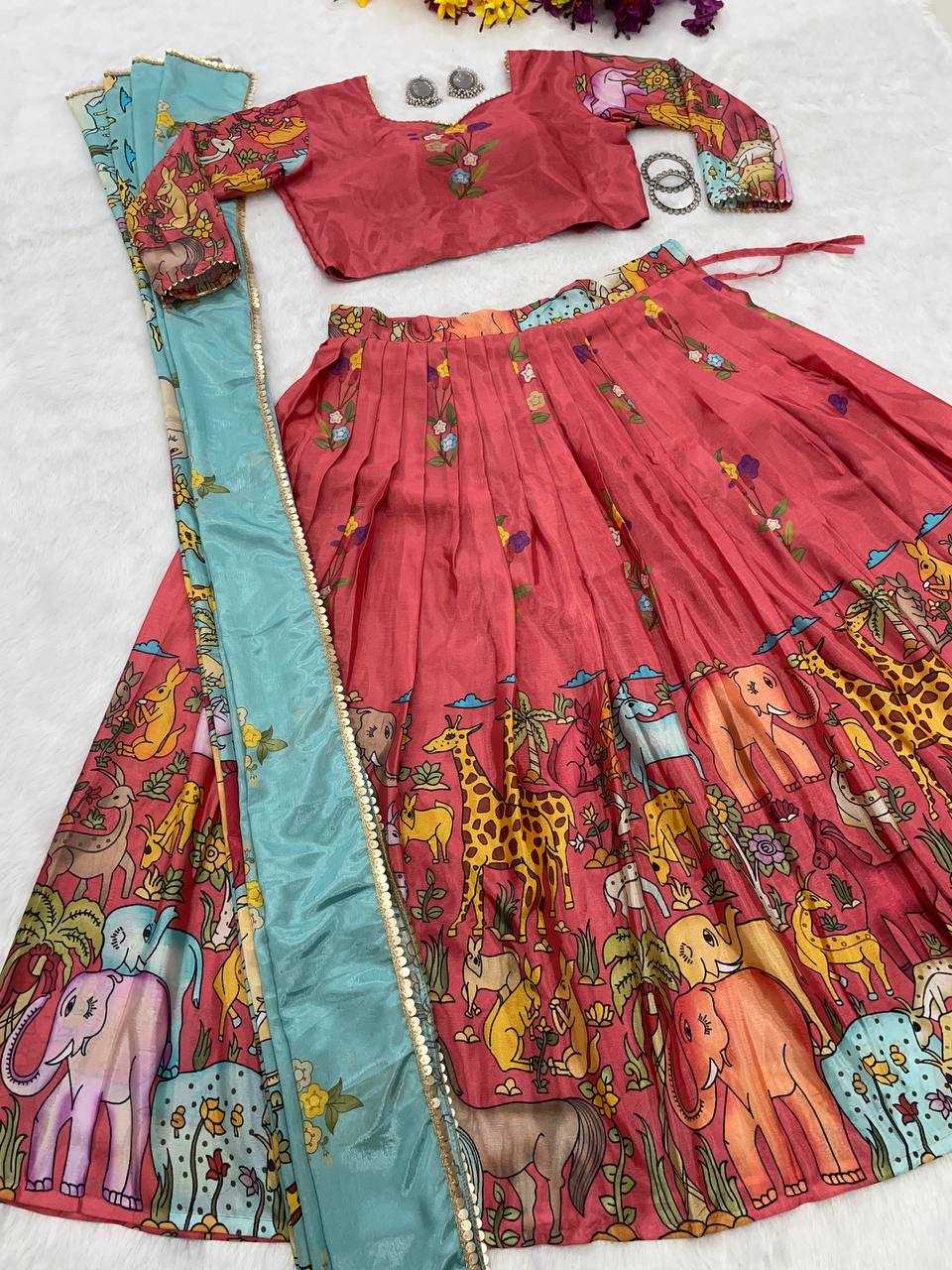 YNF CHINON KESH224 175 LEHENGAS WHOLESALE KALAMKARI PRINTED LEHENGA WITH BLOUSE LEHENGA WITH DUPATTA MANUFACTURER