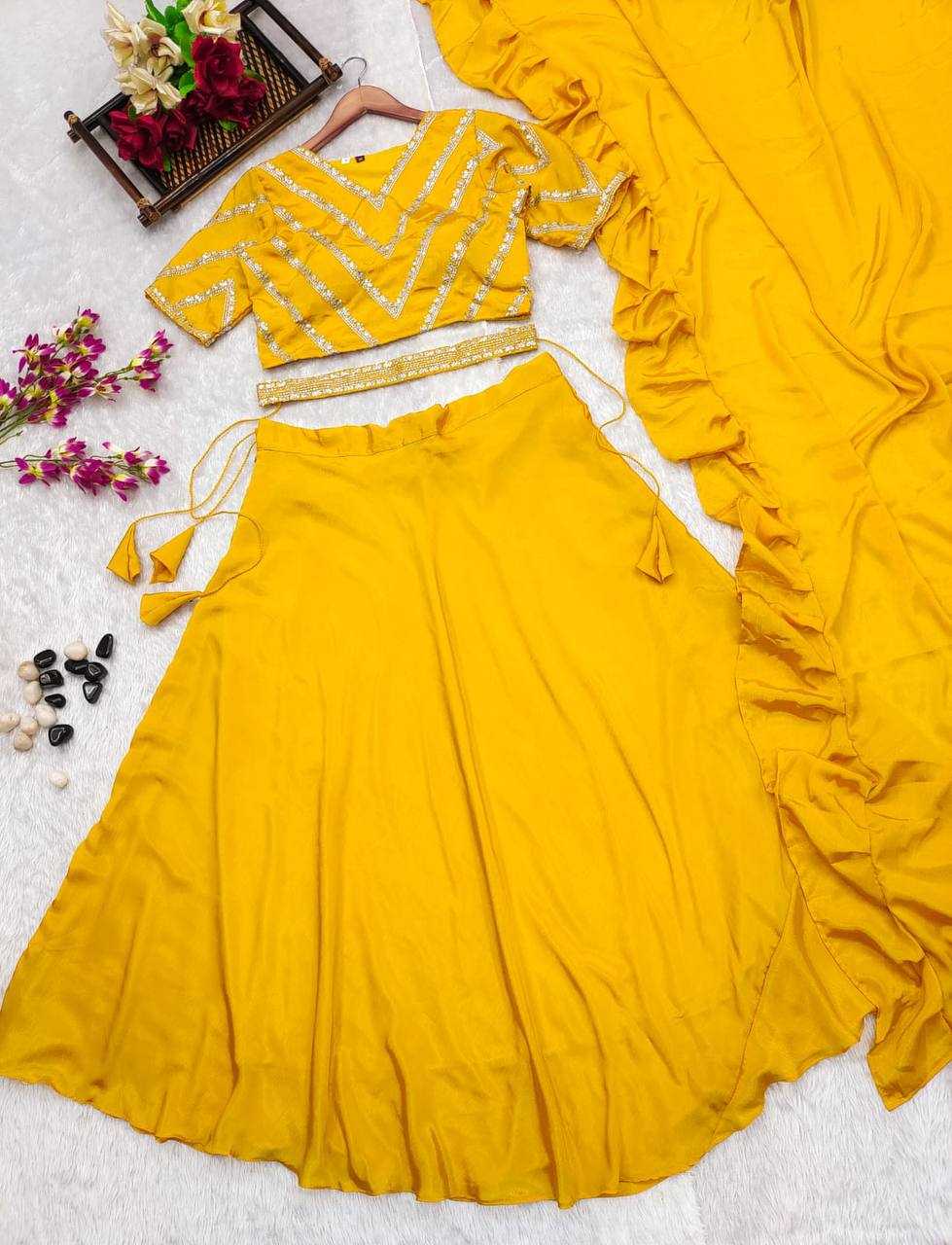 YNF CHINON KESH232 968 LEHENGAS WHOLESALE SILK LEHENGA WITH BLOUSE YELLOW LEHENGAS MANUFACTURER