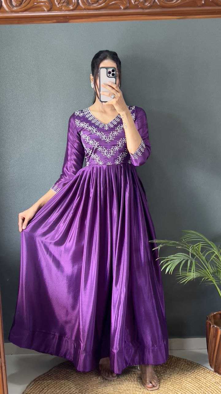 YNF CHINON SILK KESH208 092 GOWNS WHOLESALE ANARKALI LONG SILK GOWNS MANUFACTURER