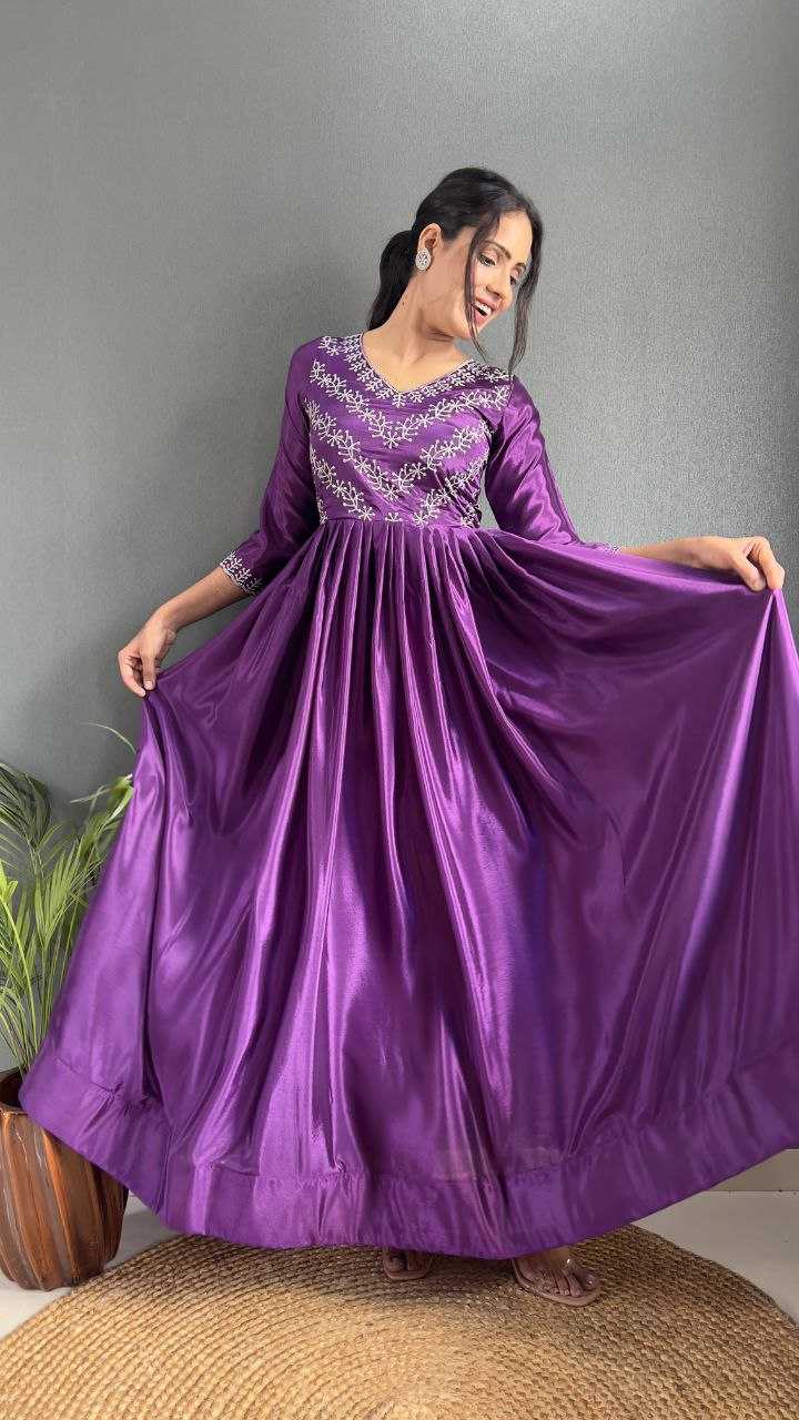 YNF CHINON SILK KESH208 092 GOWNS WHOLESALE ANARKALI LONG SILK GOWNS MANUFACTURER