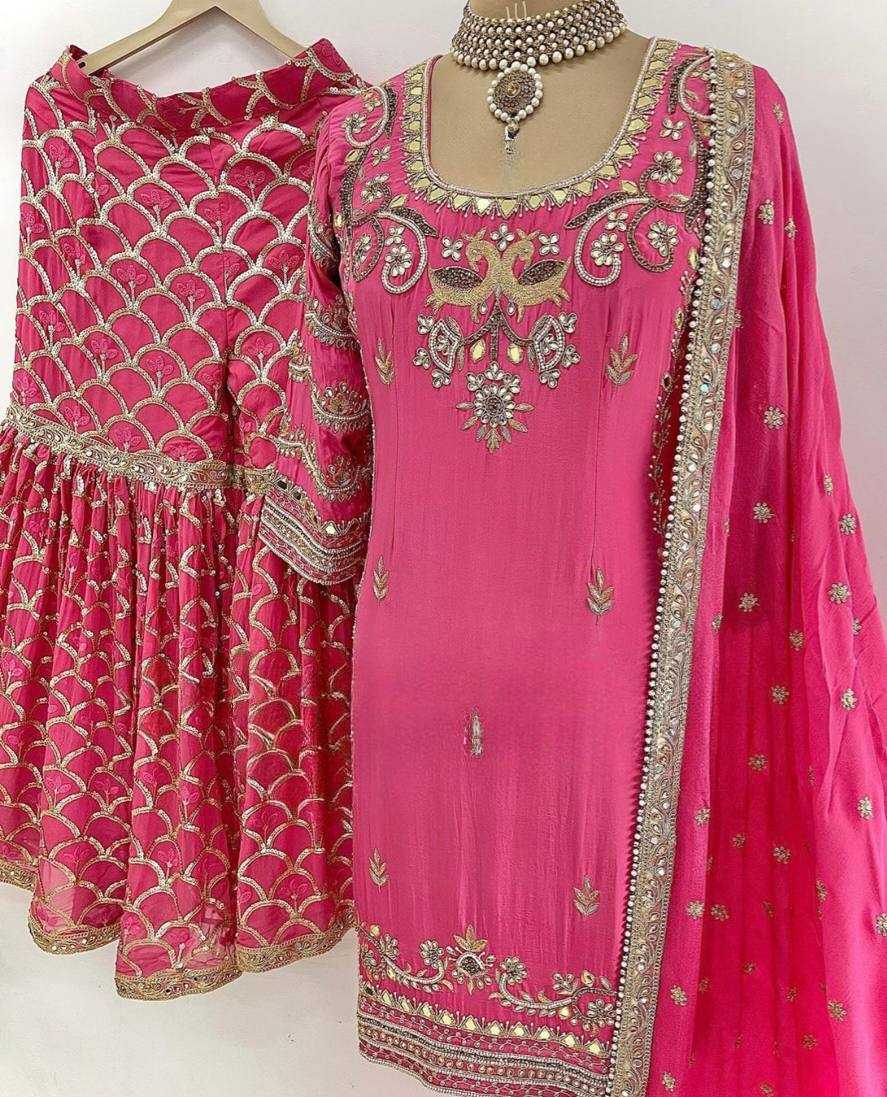 YNF CHINON SILK KESH227 1016 SUITS & DRESSES WHOLESALE SHARARA SALWAR EMBROIDERY LADIES SILK WEDDING SILK SUITS MANUFACTURER