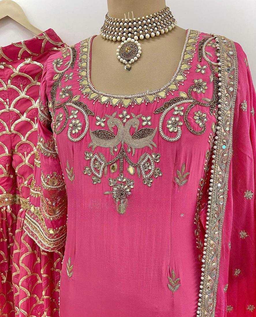 YNF CHINON SILK KESH227 1016 SUITS & DRESSES WHOLESALE SHARARA SALWAR EMBROIDERY LADIES SILK WEDDING SILK SUITS MANUFACTURER