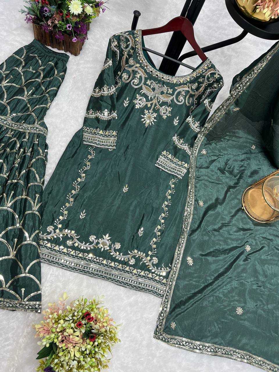 YNF CHINON SILK KESH227 1016 SUITS & DRESSES WHOLESALE SHARARA SALWAR EMBROIDERY LADIES SILK WEDDING SILK SUITS MANUFACTURER