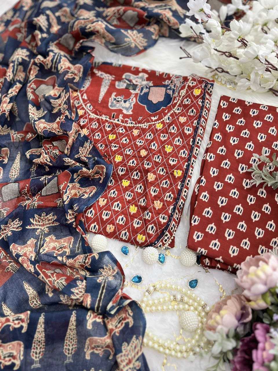 YNF COTTON KESH209 BHC09 SUITS & DRESSES WHOLESALE PRINTED COTTON HANDLOON SUIT MANUFACTURER