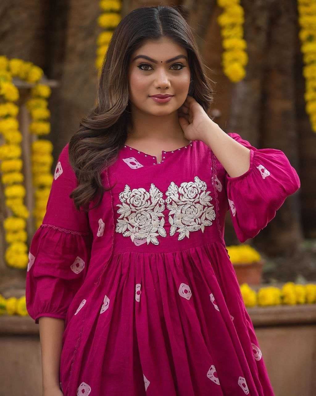 YNF COTTON KESH209 BHC11 KURTIS WHOLESALE EMBROIDERED COTTON PRINED KURTIS MANUFACTURER