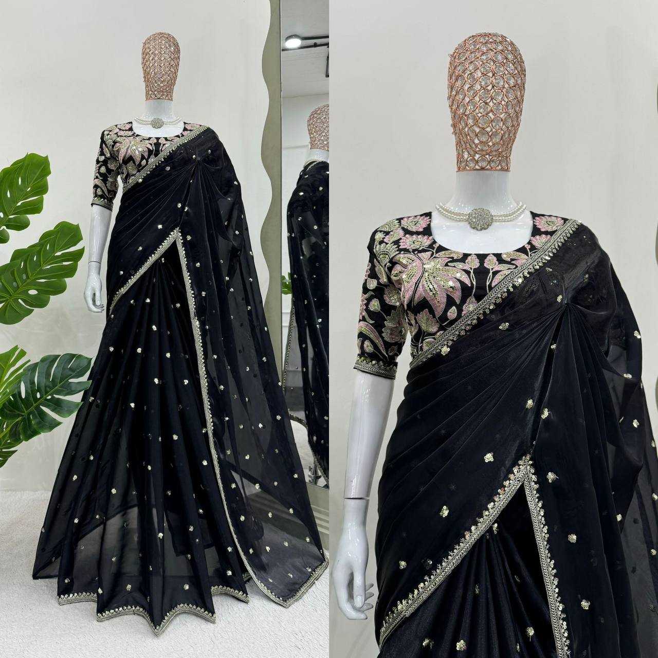 YNF JIMMY CHOO RIN133 495 SAREES WHOLESALE JIMMY CHOO SEQUENCE PARTY WEAR SAREES MANUFACTURER