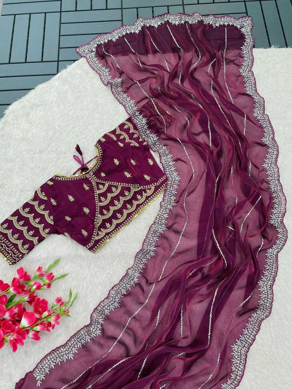 YNF JIMMY CHOO RIN202 557 SAREES WHOLESALE JIMMY CHOO PARTY WEAR SEQUENCE EMBROIDERED SAREES MANUFACTURER