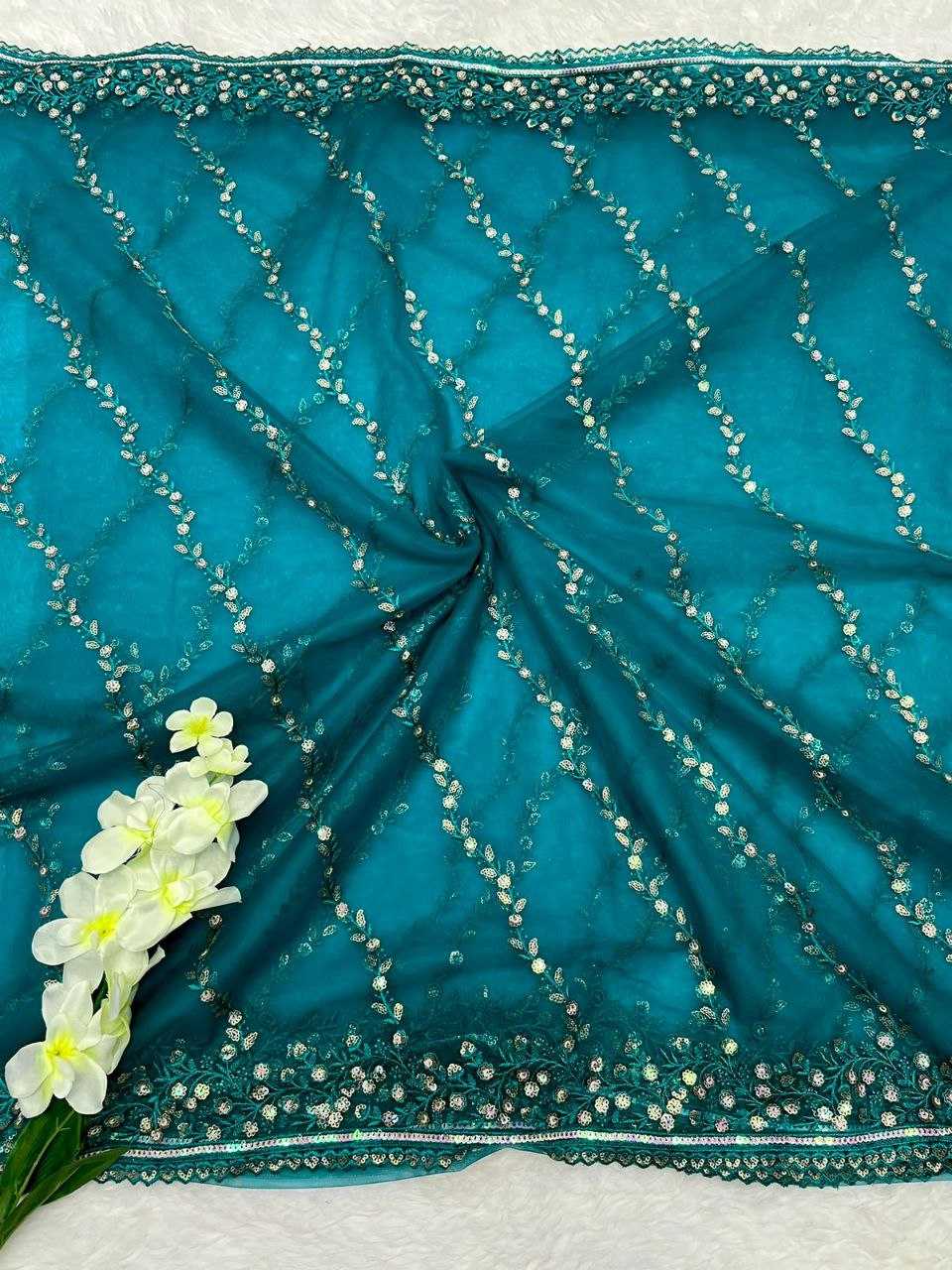 YNF NET RIN143 01 SAREES WHOLESALE PARTY WEAR SEQUENCE EMBRODERY NET SAREES MANUFACTURER