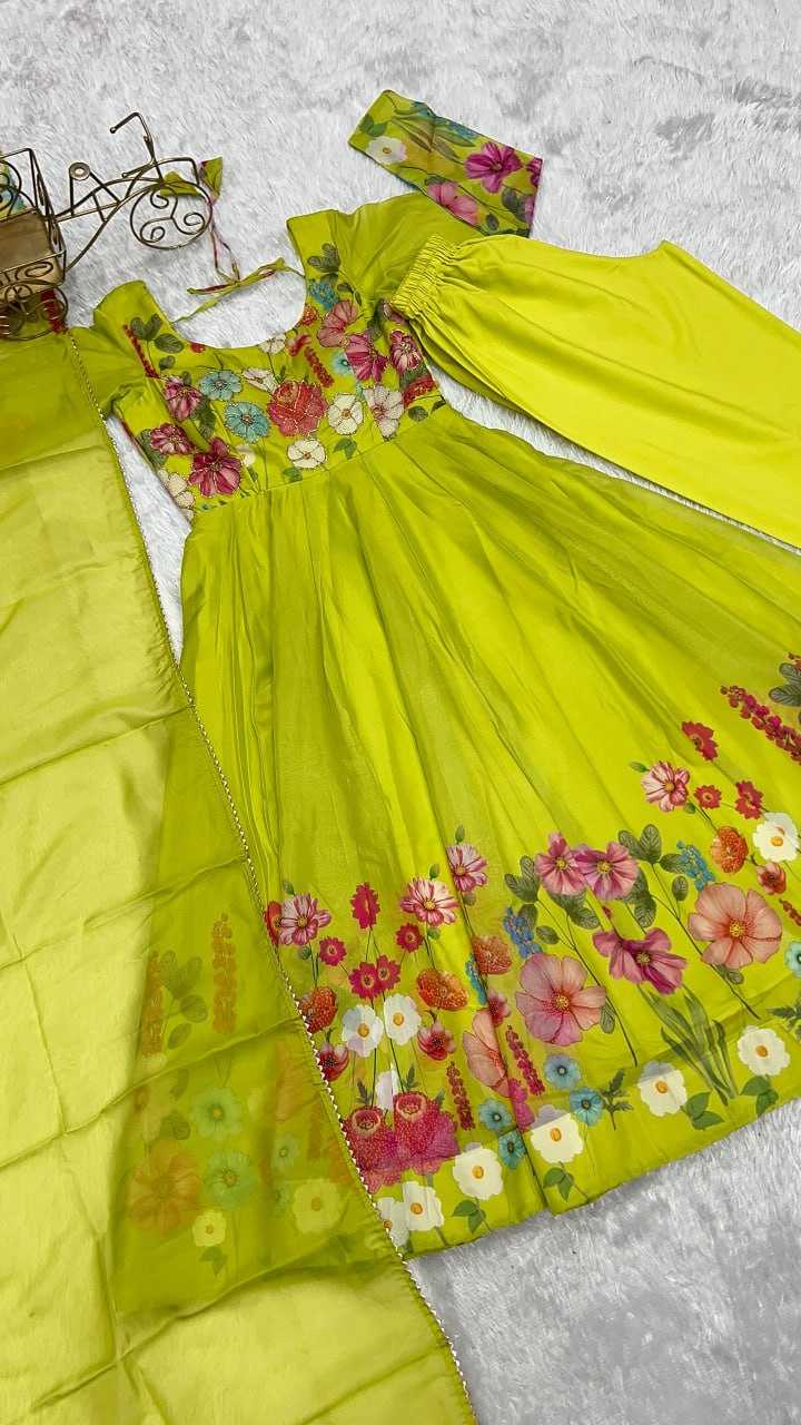 YNF ORGANZA SILK KESH229 25 GOWNS WHOLESALE PRINTED ANARKALI LONG SILK GOWNS WITH DUPATTA FULL SLEEVE GOWNS MANUFACTURER