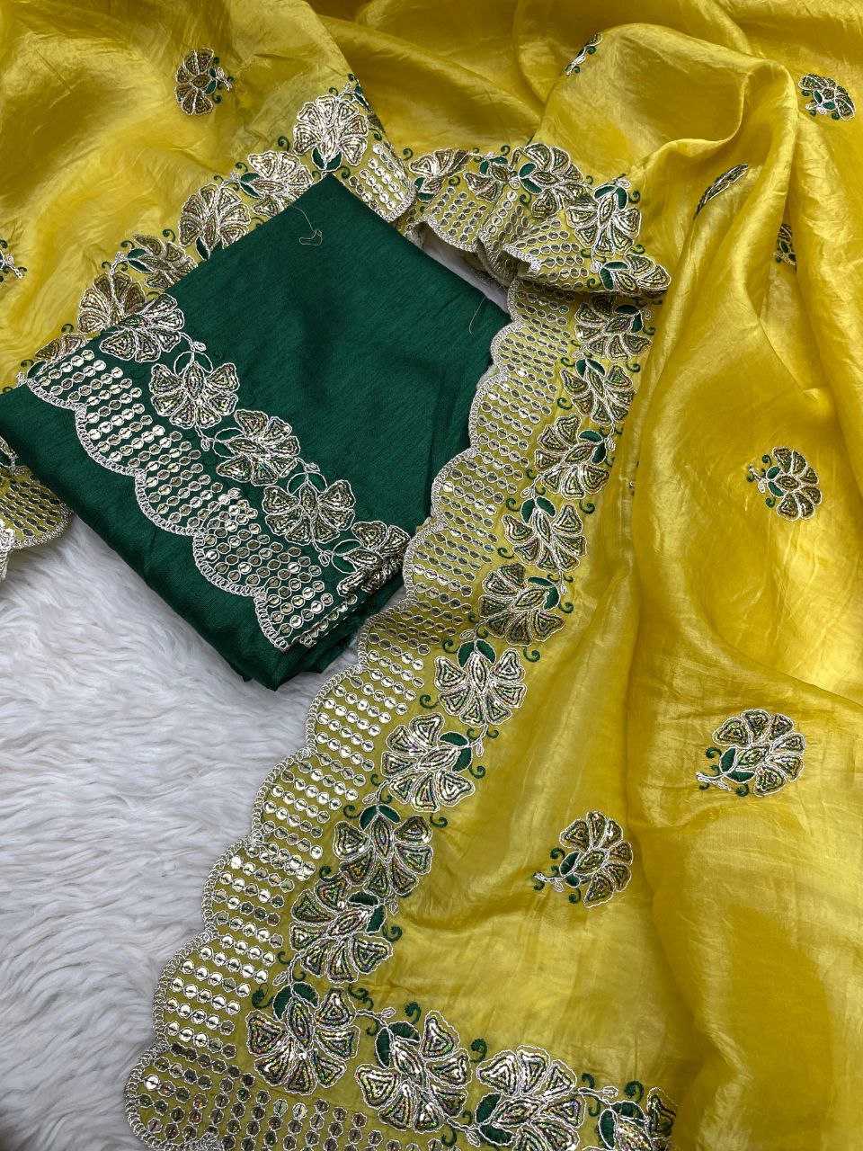 YNF SOFT GOLD CRUSH RIN202 561 SAREES WHOLESALE PARTY WEAR SEQUENCE EMBROIDERED SAREES MANUFACTURER