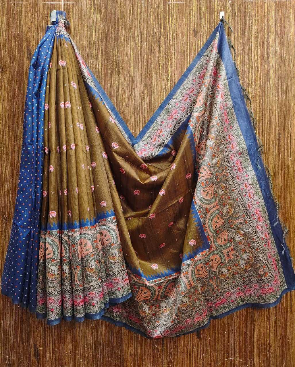 YNF TUSSAR SILK KESH165 RBN16 SILK SAREES  WHOLESALE SOFT SILK TUSSAR SILK PRINTED SILK KALAMKARI SILK SAREES MANUFACTURER