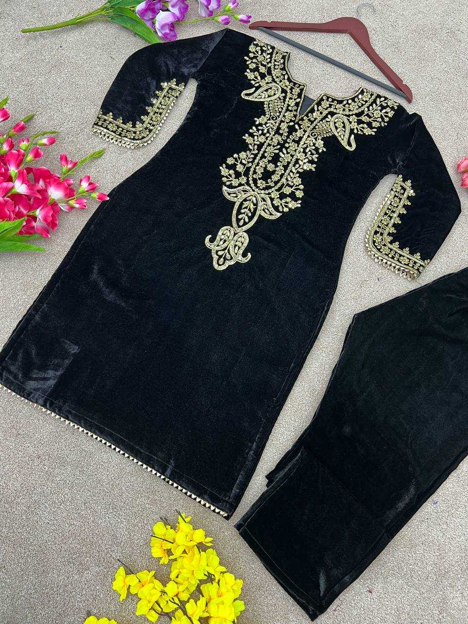 YNF VELVET KESH123 5104 SUITS & DRESSES WHOLESALE FESTIVE FANCY EMBROIDERED SILK FULL SLEEVE SUITS MANUFACTURER