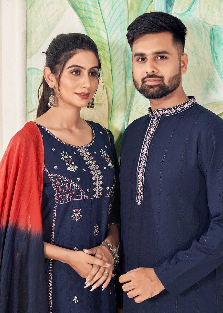 YNF VISCOSE RIN131 V13 COUPLE WEAR WHOLESALE MENS KURTA PAYJAM & FEMALE KURTIS BOTTOM MANUFACTURER