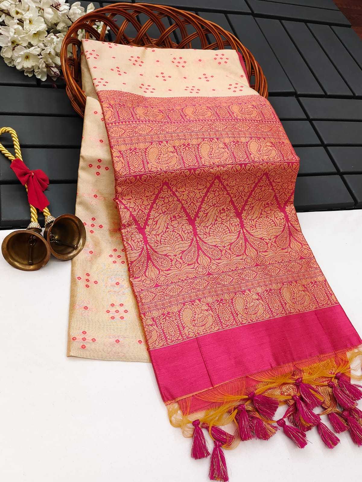 YNF BANDHANI KESH165 RBN47 SILK SAREE WHOLESALE TUSSAR SOFT SILK SILK SAREE MANUFACTURER