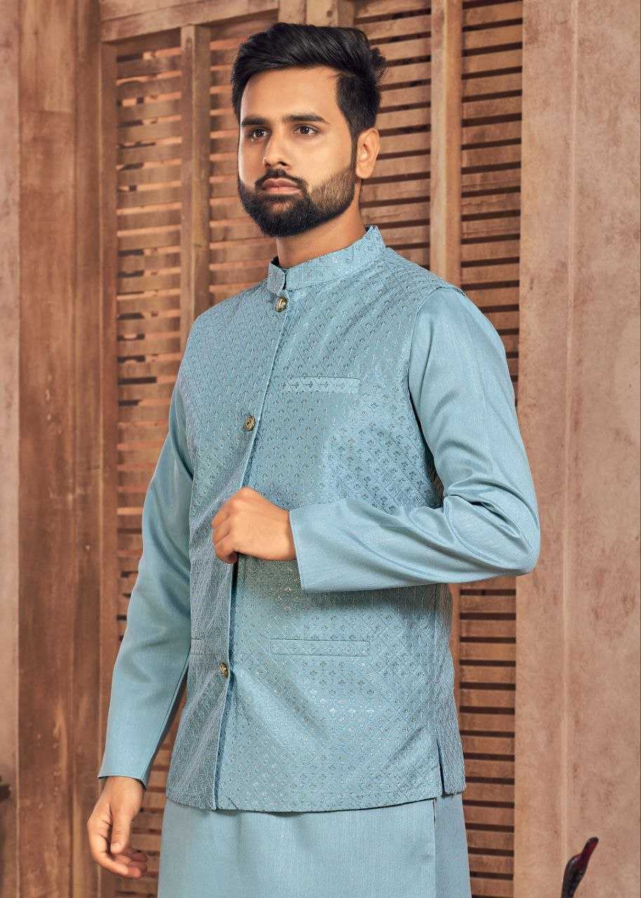 YNF BANGLORI SILK KESH246 MANYAVAR V-2 WHOLESALE MENS WEAR PATHANI SUIT SILK KURTA MANUFACTURER