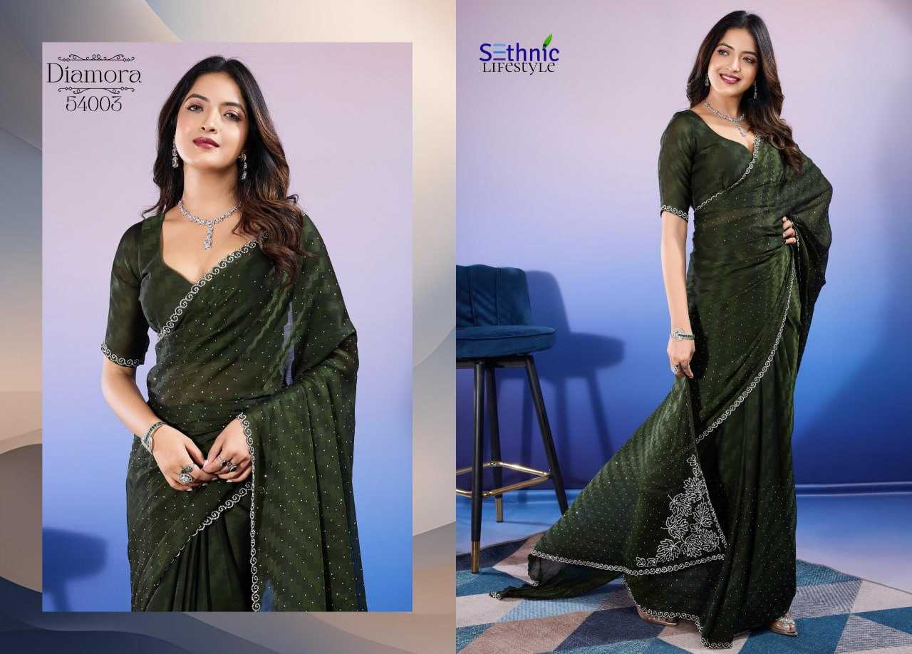 YNF CHIFFON Sethnic Lifestyle KESH113  Diamore CLOTHING BRANDS WHOLESALE SAREES MANUFACTURER
