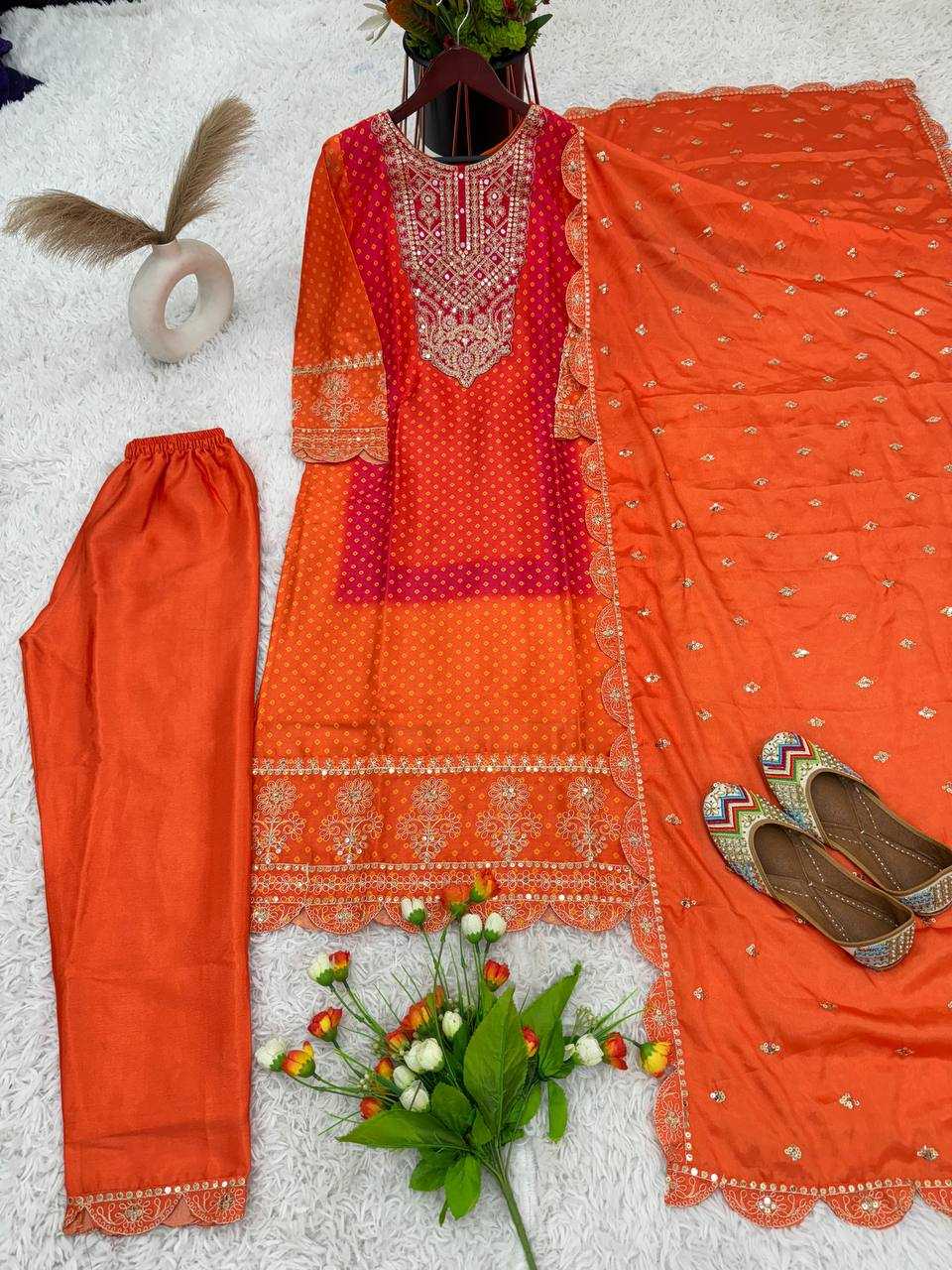 YNF CHINON KESH123 5187 SUITS & DRESSES WHOLESALE PRINTED WEDDING BANDHANI EMBROIDERY SUITS MANUFACTURE