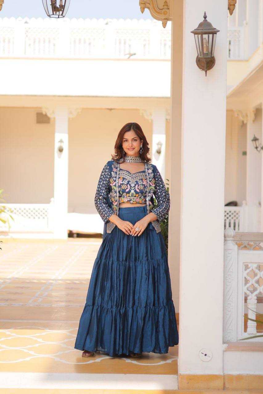 YNF CHINON KESH127 063 LEHENGAS WHOLESALE EMBROIDERED JACKET STYLE WEDDING LEHENGAS MANUFACTURER