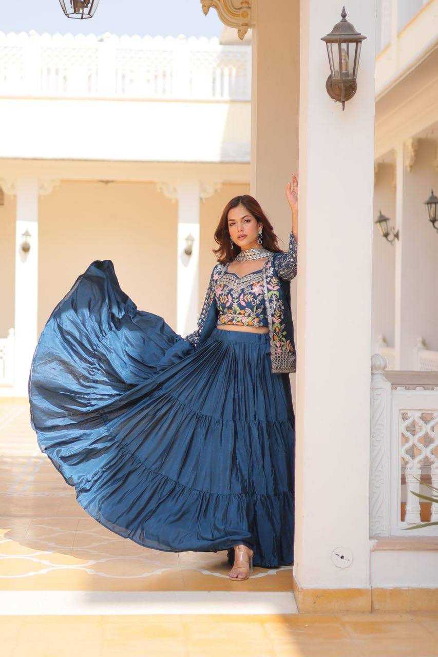 YNF CHINON KESH127 063 LEHENGAS WHOLESALE EMBROIDERED JACKET STYLE WEDDING LEHENGAS MANUFACTURER