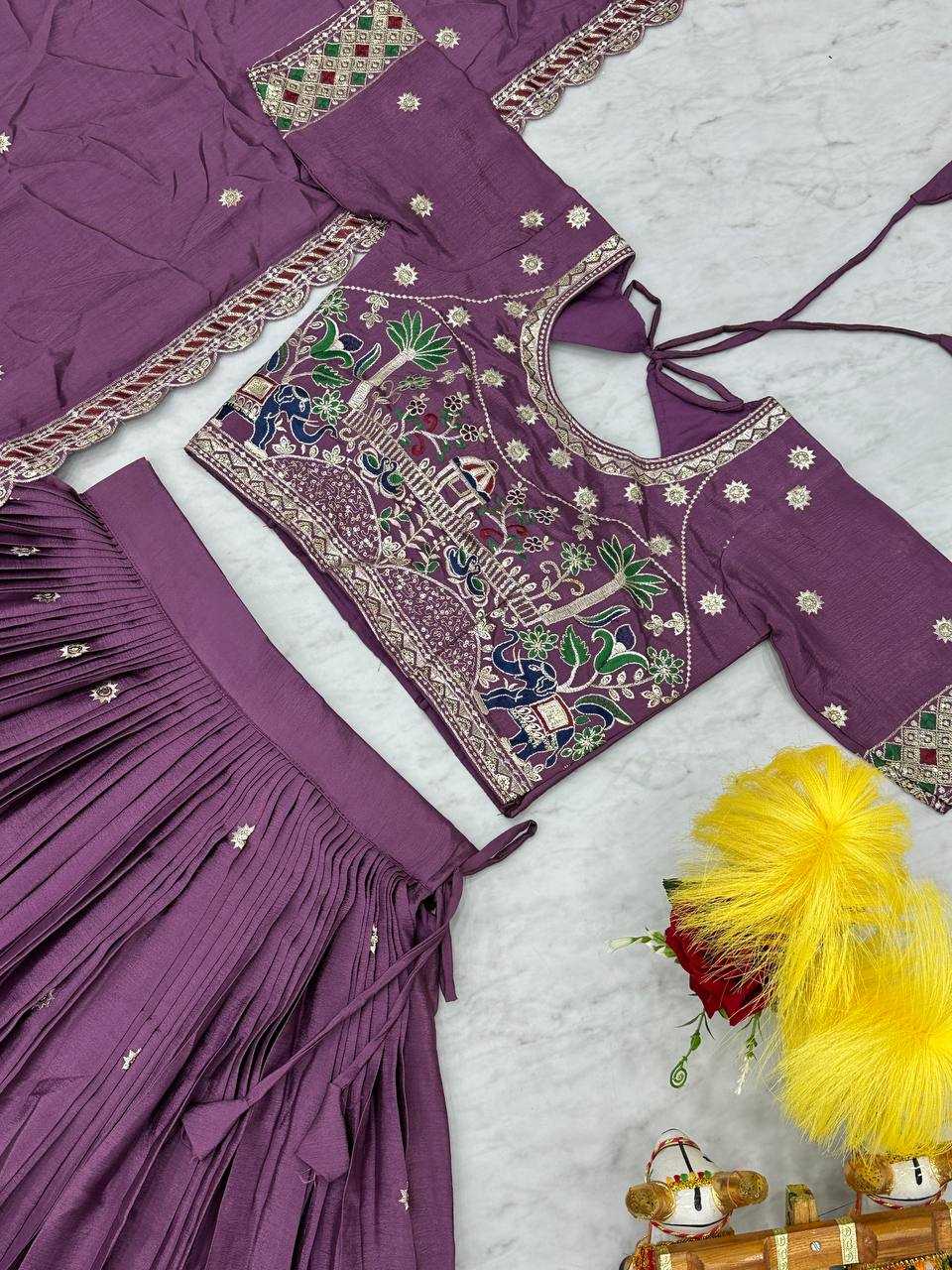 YNF CHINON KESH127 064 LEHENGAS WHOLESALE WEDDING EMBROIDERED SEQUINS PURPLE LEHENGAS MANUFACTURER