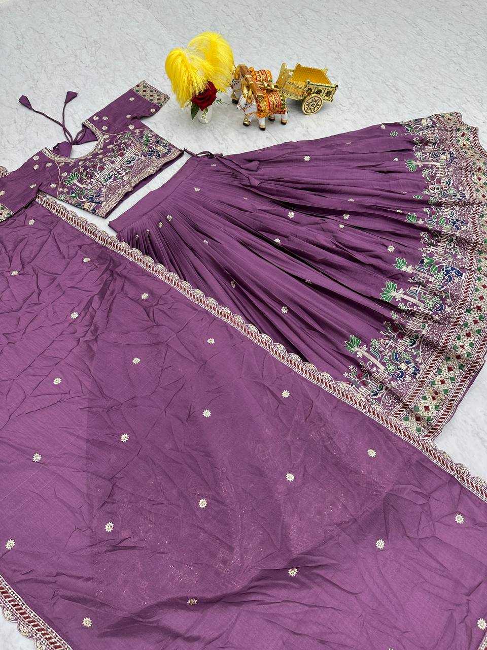 YNF CHINON KESH127 064 LEHENGAS WHOLESALE WEDDING EMBROIDERED SEQUINS PURPLE LEHENGAS MANUFACTURER