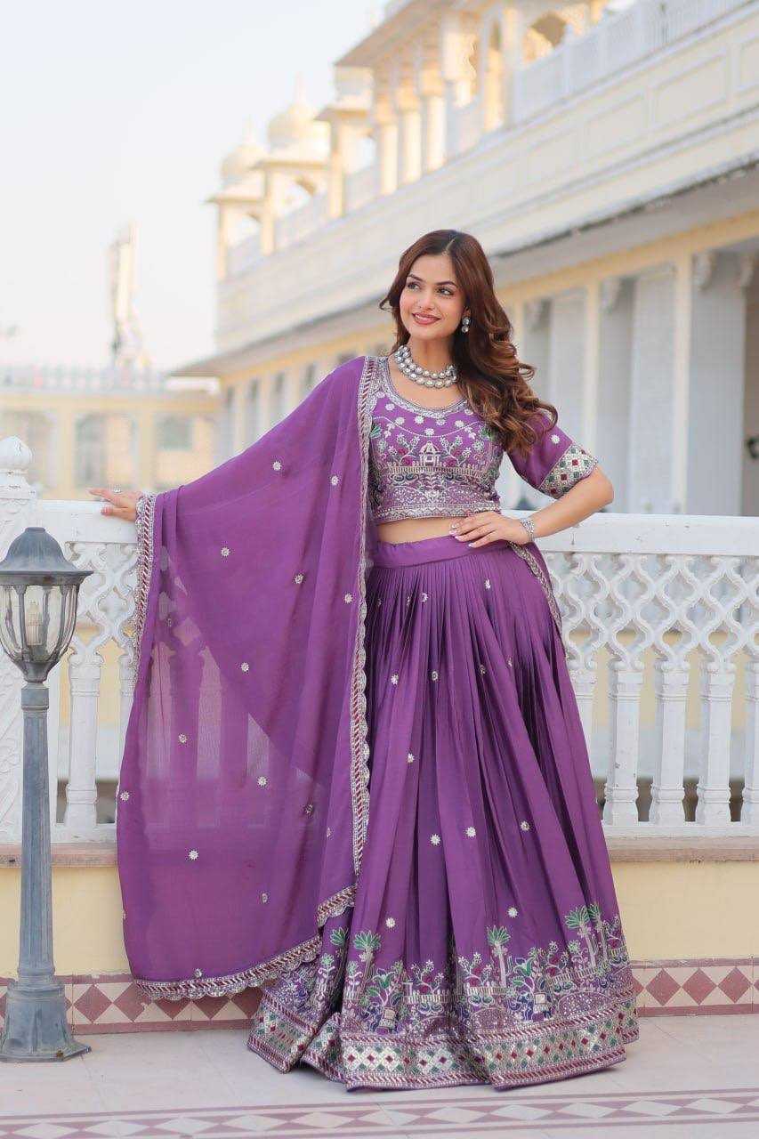 YNF CHINON KESH127 064 LEHENGAS WHOLESALE WEDDING EMBROIDERED SEQUINS PURPLE LEHENGAS MANUFACTURER