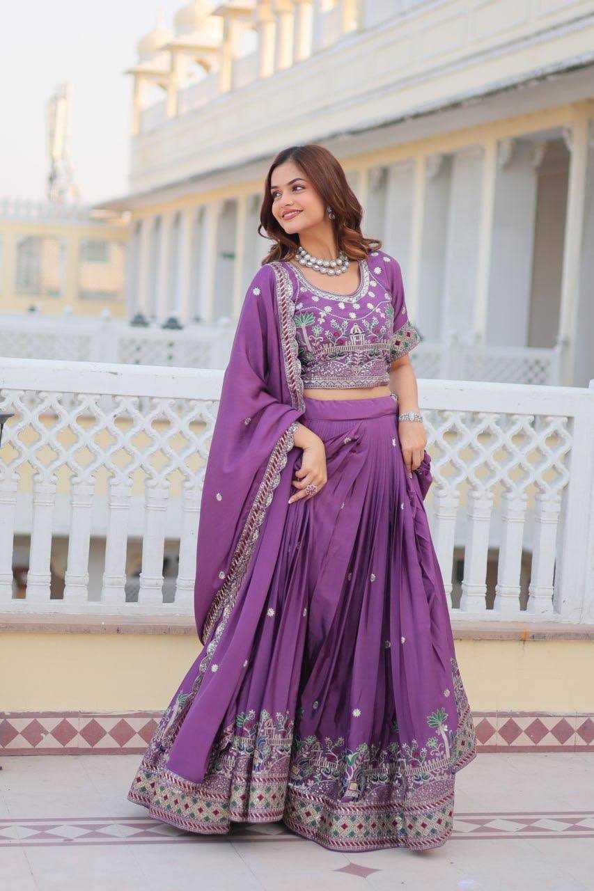 YNF CHINON KESH127 064 LEHENGAS WHOLESALE WEDDING EMBROIDERED SEQUINS PURPLE LEHENGAS MANUFACTURER