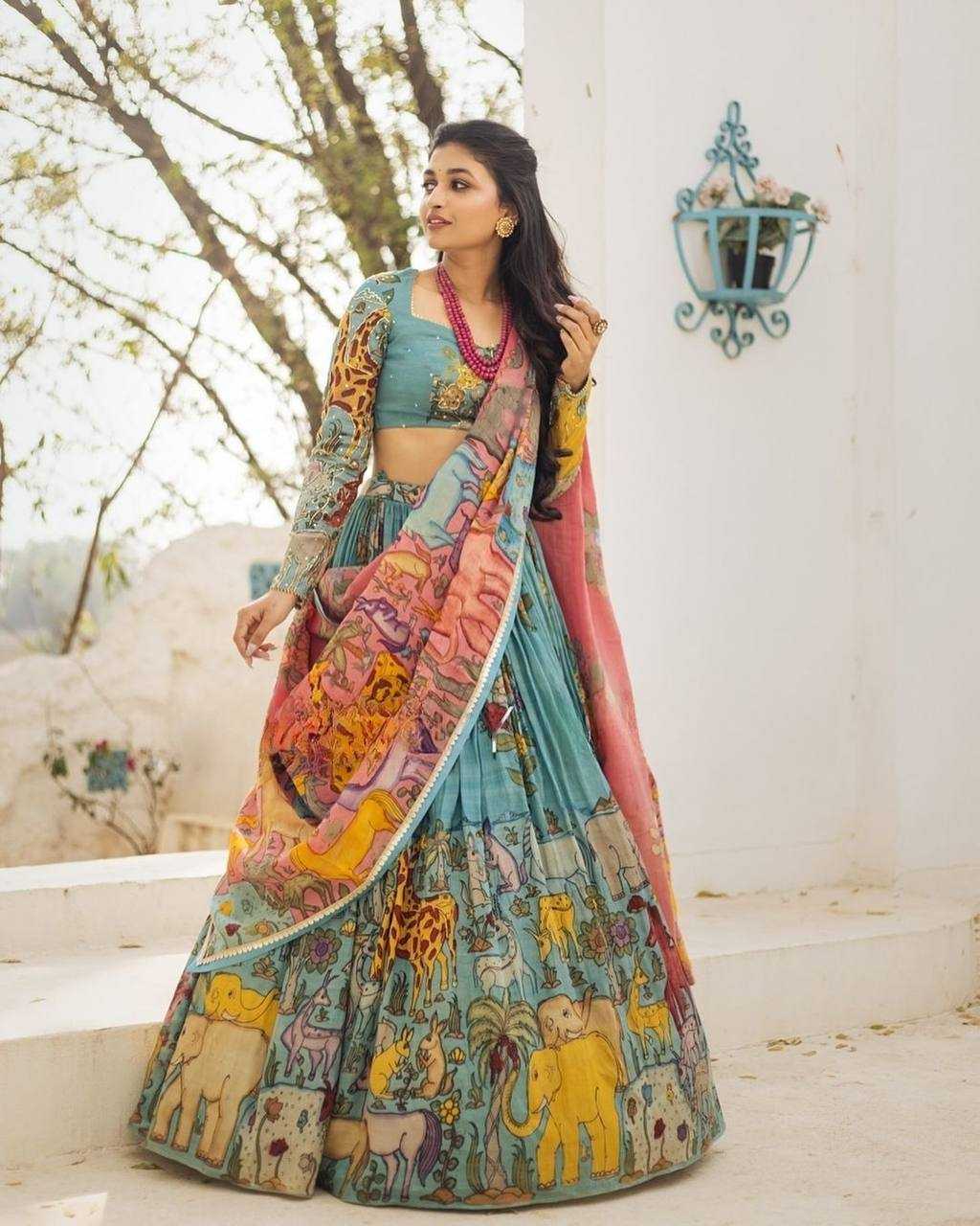 YNF CHINON KESH163 52 LEHENGAS WHOLESALE KALAMKARI TRADITIONAL PRINTED LEHENGAS MANUFACTURER