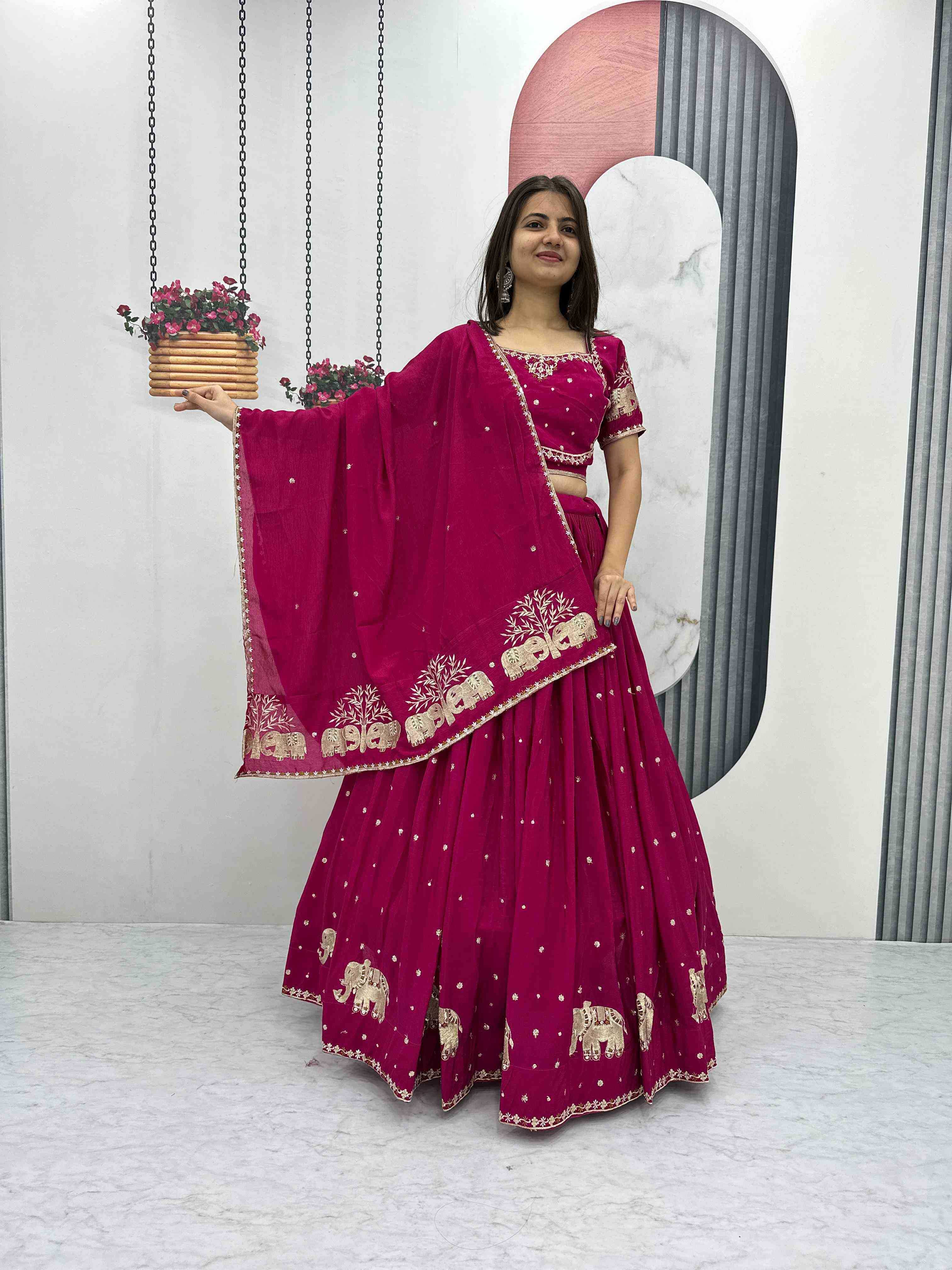 YNF CHINON KESH392 VAI05 LEHENGAS WHOLESALE EMBROIDERED THREAD WORK SEQUINS LEHENGAS MANUFACTURER