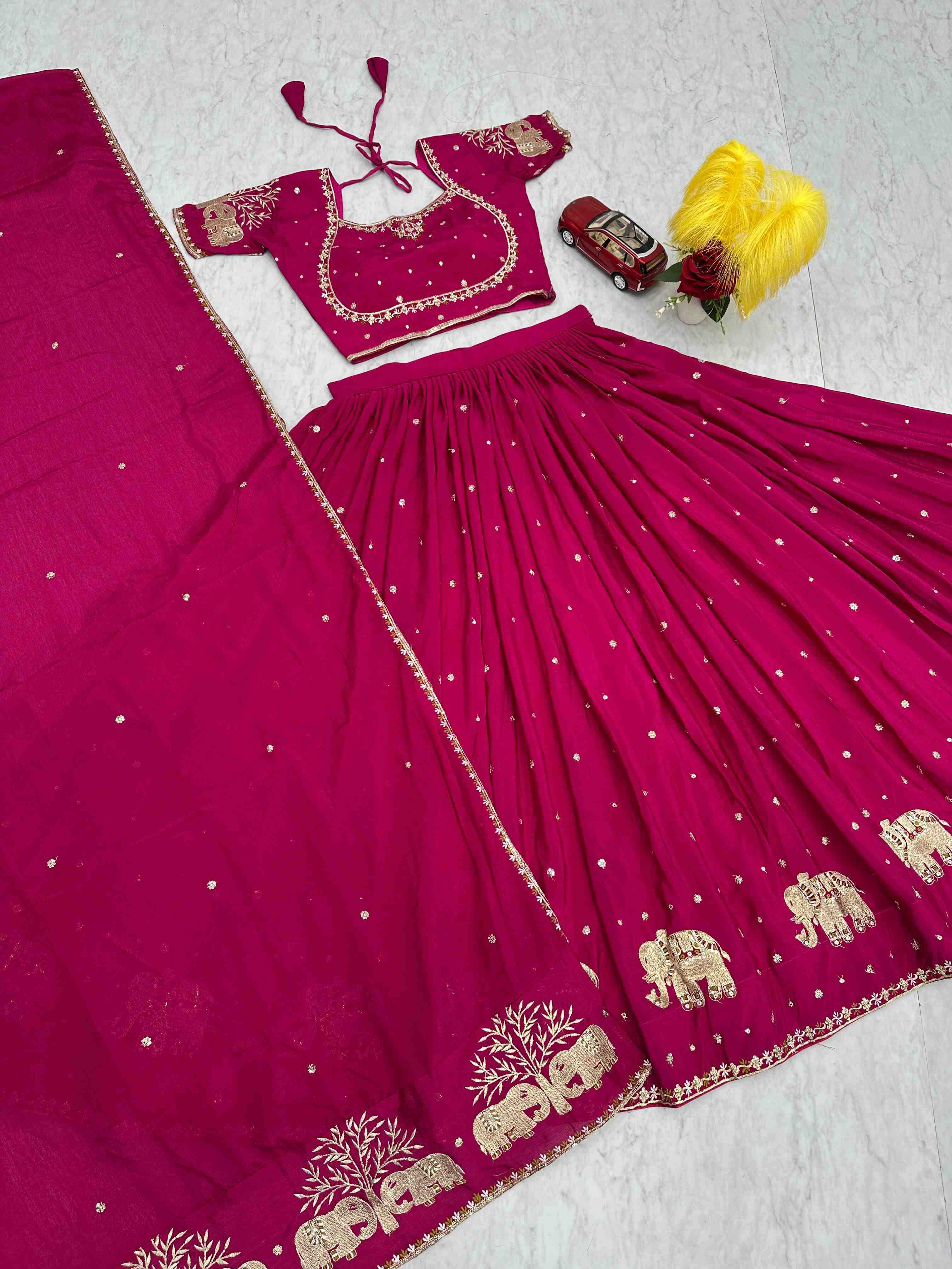 YNF CHINON KESH392 VAI05 LEHENGAS WHOLESALE EMBROIDERED THREAD WORK SEQUINS LEHENGAS MANUFACTURER