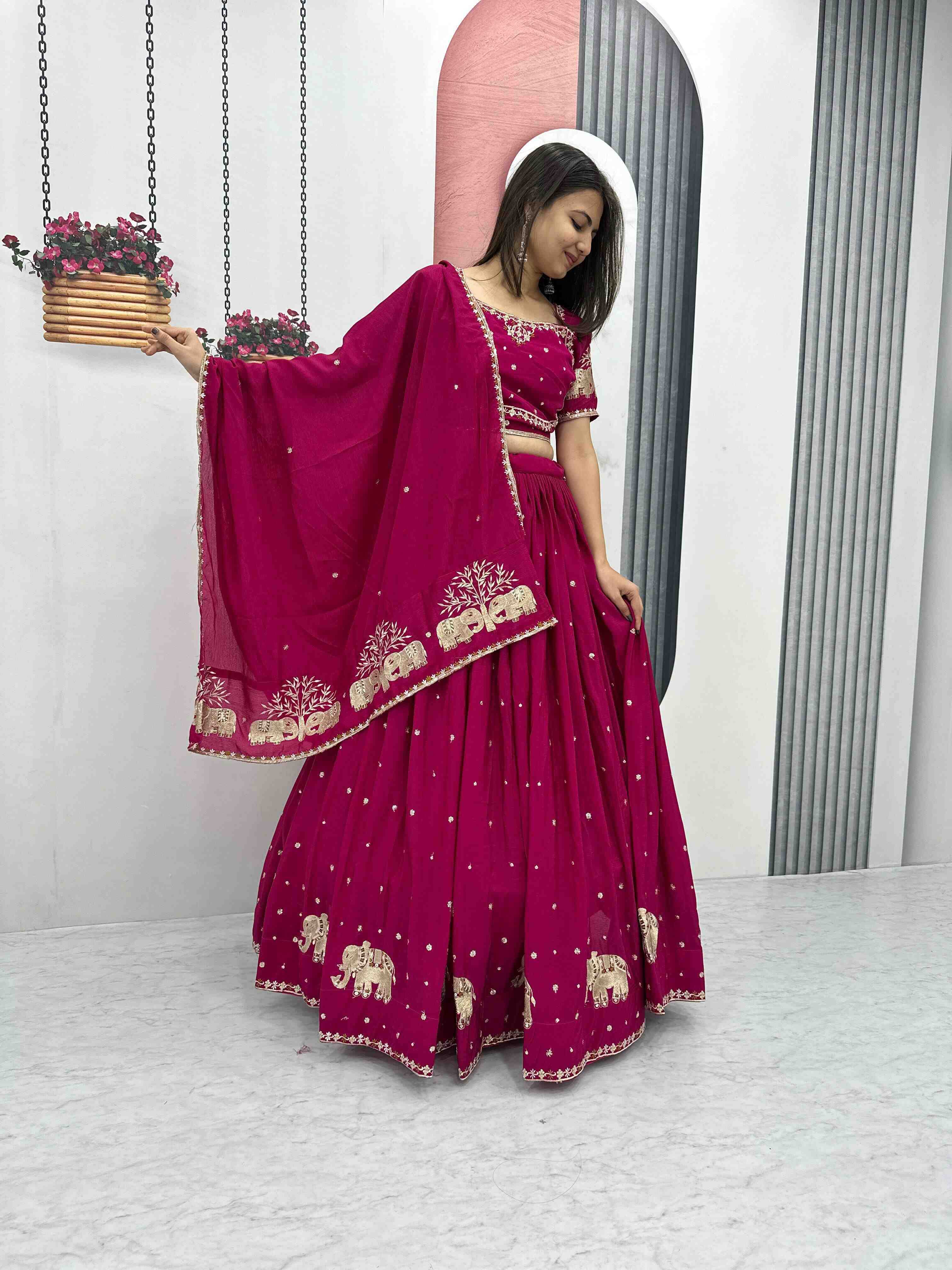 YNF CHINON KESH392 VAI05 LEHENGAS WHOLESALE EMBROIDERED THREAD WORK SEQUINS LEHENGAS MANUFACTURER