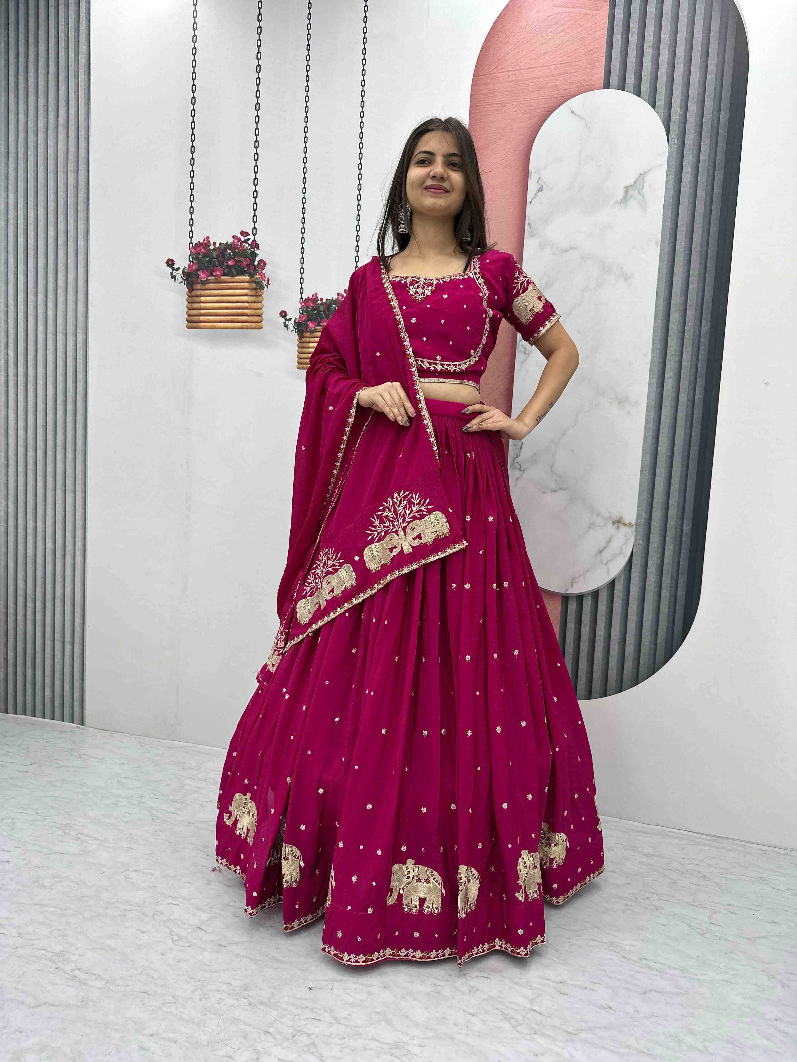 YNF CHINON KESH392 VAI05 LEHENGAS WHOLESALE EMBROIDERED THREAD WORK SEQUINS LEHENGAS MANUFACTURER